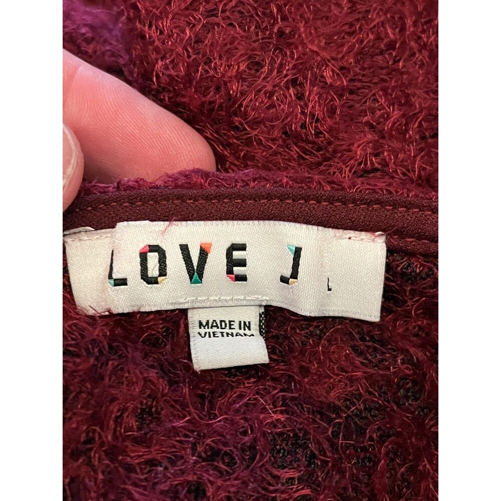 love J Burgundy Fuzzy Cropped Sweater - Picture 5 of 7